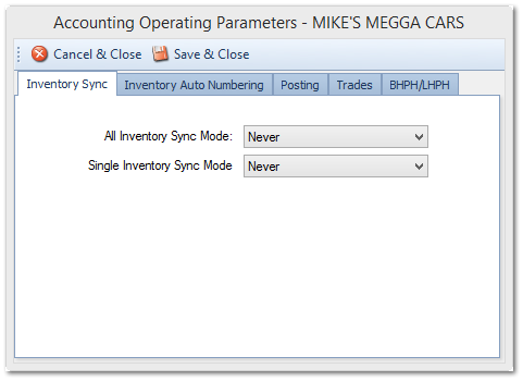 Accounting Operating Parameters