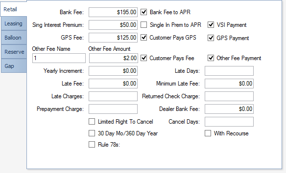 5. Bank Deal Type Settings Tabs