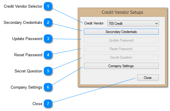 Credit Vendor Setups Window