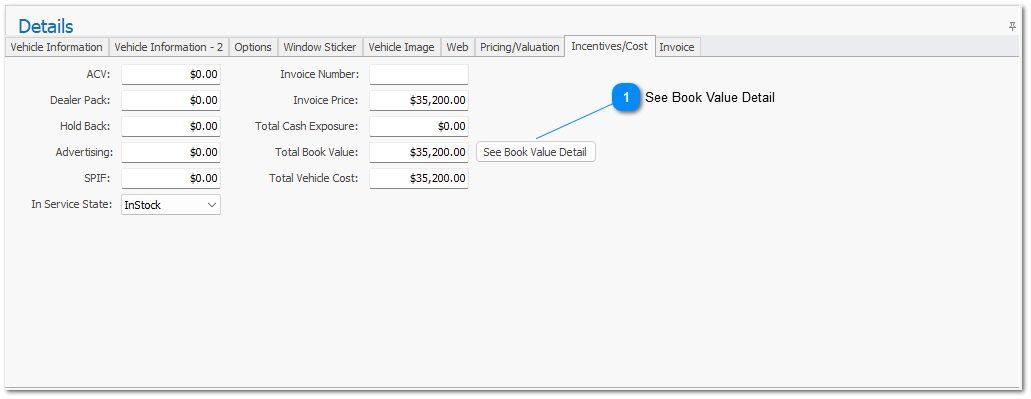 Incentives / Cost Tab