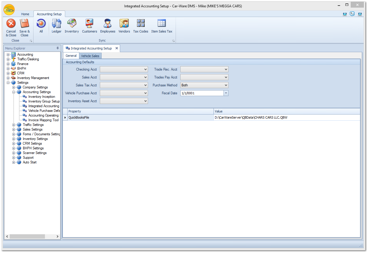 Integrated Accounting Setup