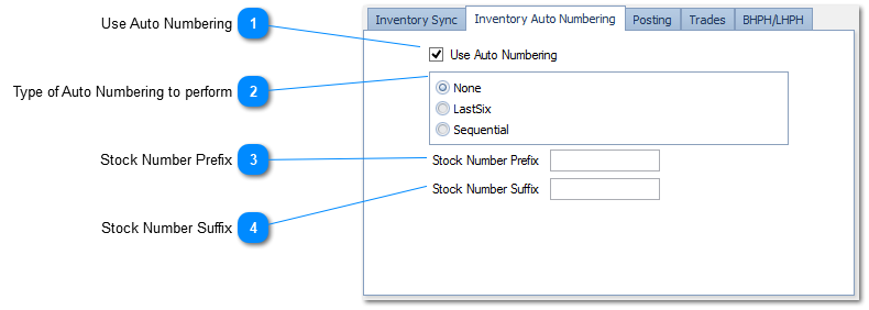 Inventory Auto Numbering Tab