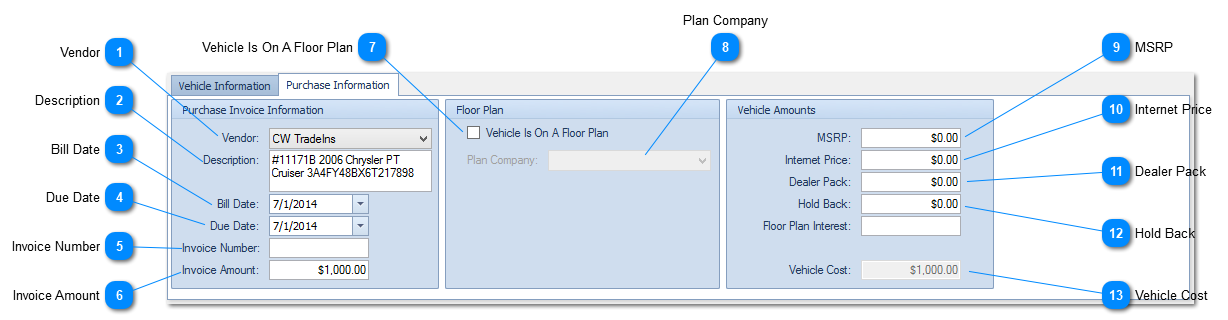 Purchase Information Tab