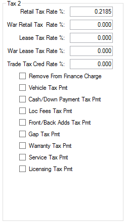 7. Tax 2 Settings