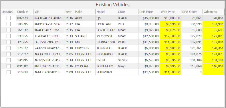 9. Existing Vehicles