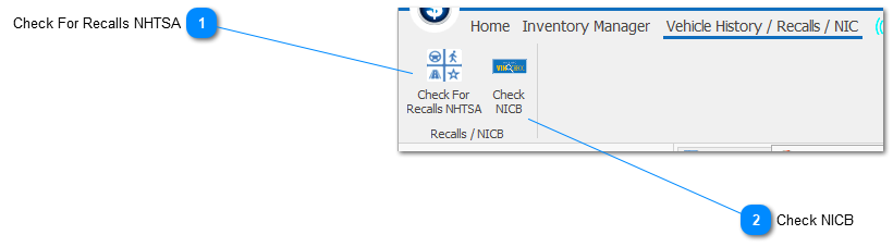 Vehicle History / Recalls / NICB Toolbar